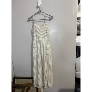 Monteau Anthropologie Linen Blend Pinstripe Sundress S dress Summer Travel Beach